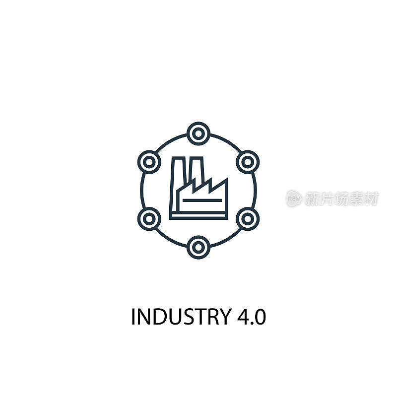 工业4.0概念线图标。简单元素说明。工业4.0概念轮廓符号设计。可以用于网页和手机的UI/UX吗